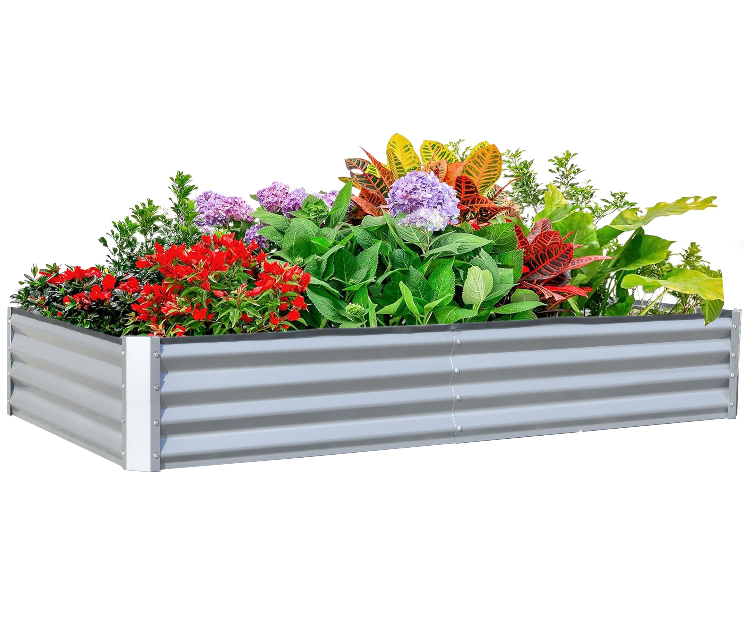 Planter Raised Metal - 6x3x1ft Galvanized Raised Garden Bed, Outdoor