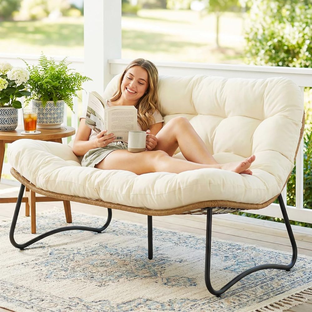 Outdoor Furniture Loveseat - Outdoor Patio Loveseat, Boho Lounge Couch