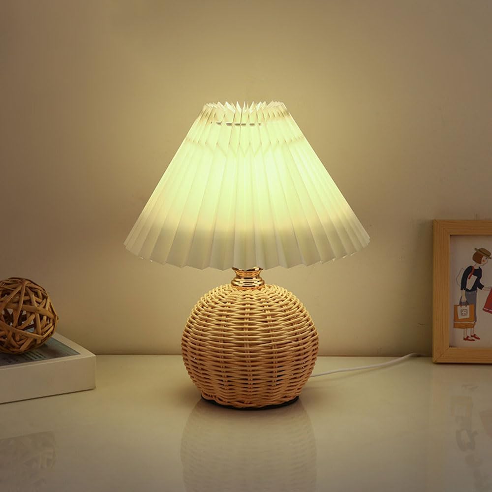Outdoor Furniture Sale - SCKDAY LED Pleated Table Lamp Rattan