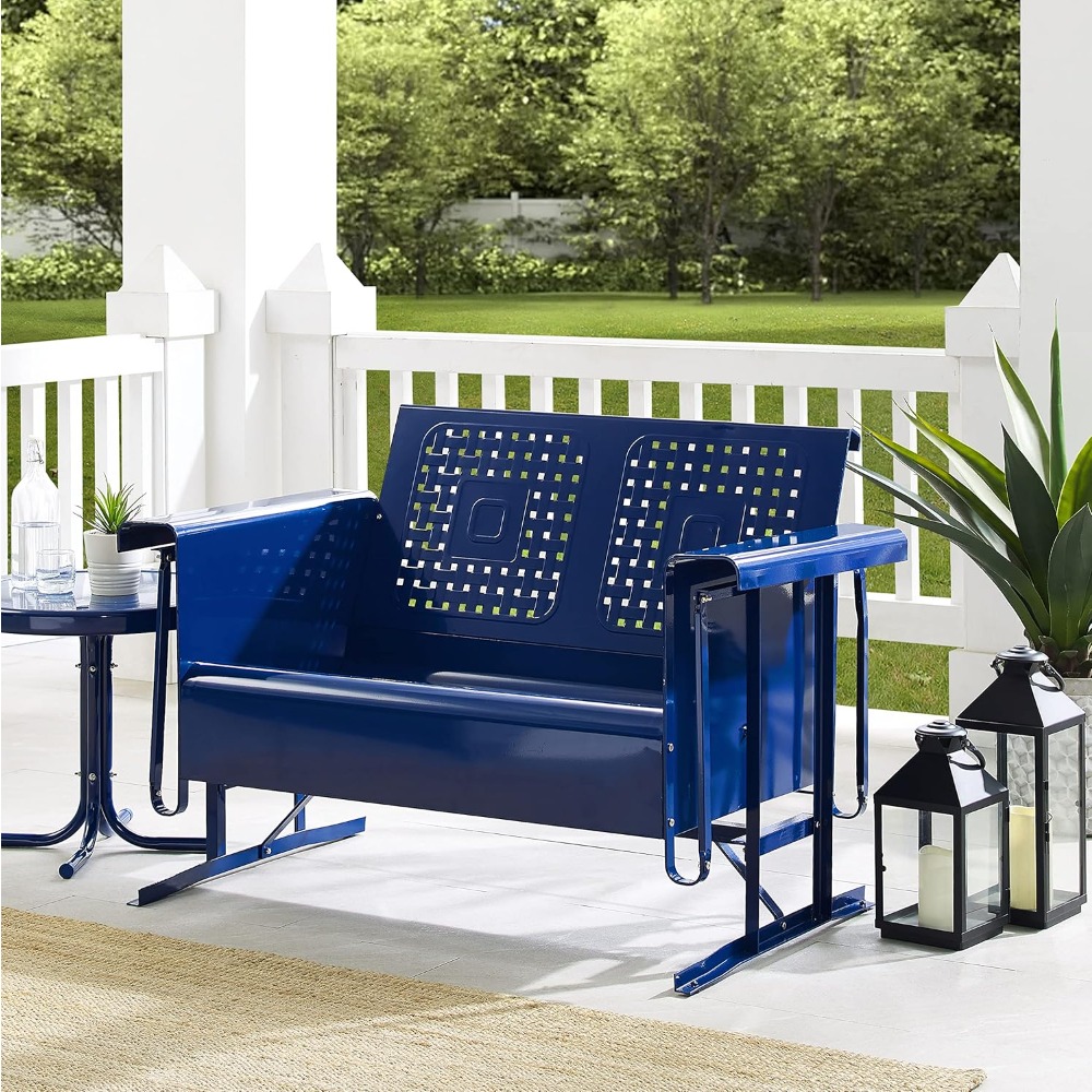 Outdoor Furniture Loveseat - Bates Retro Metal Outdoor Loveseat Glider,