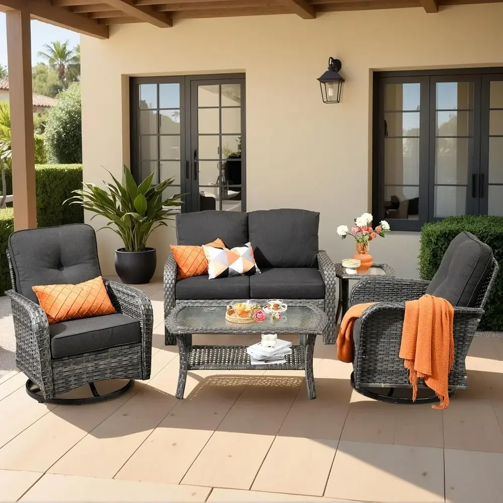 Outdoor Furniture Loveseat - 5-Piece Outdoor Patio Furniture Set with