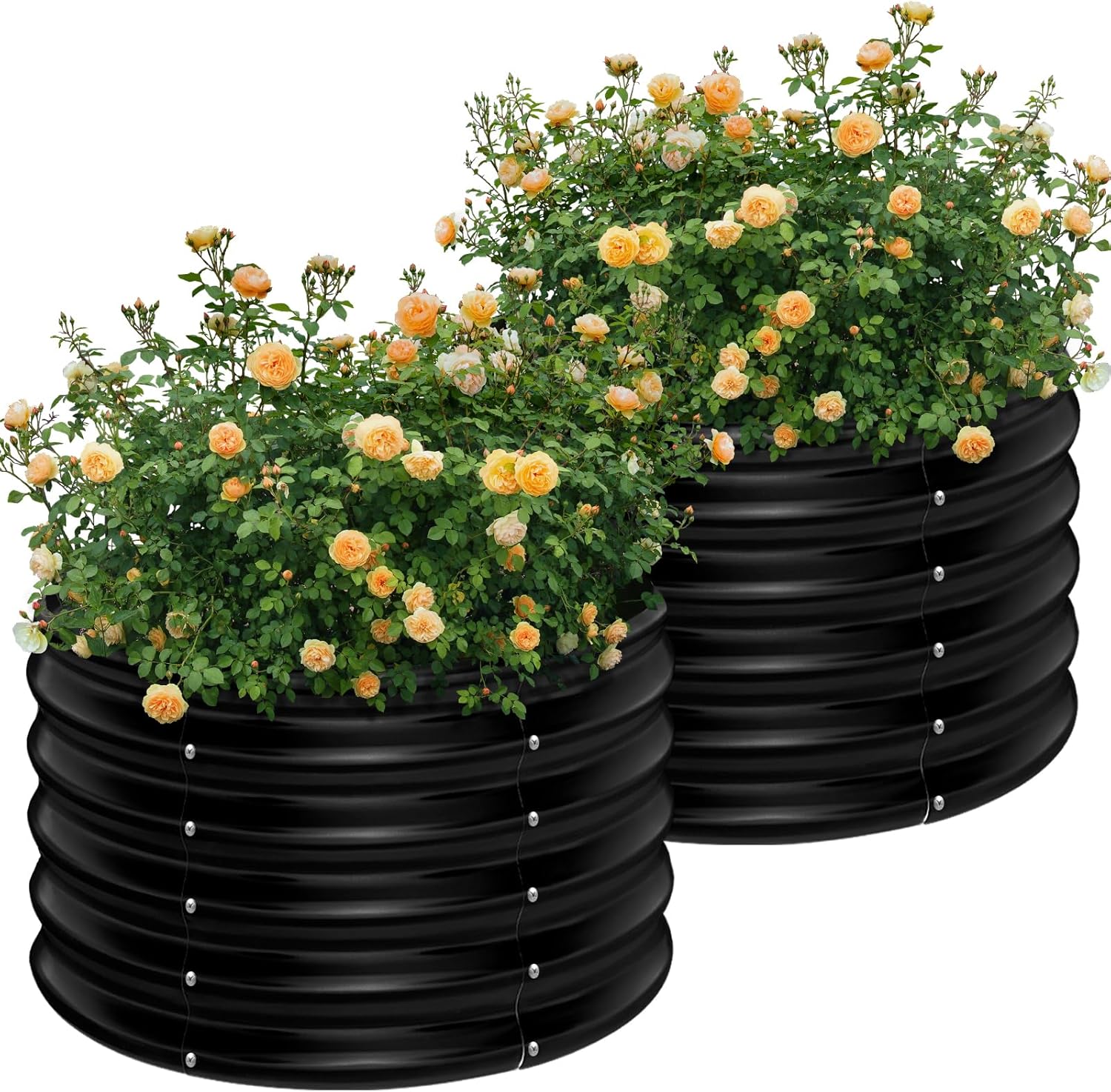Planter Raised Metal - 2 Pack 2x2x1.5ft Round Galvanized Raised