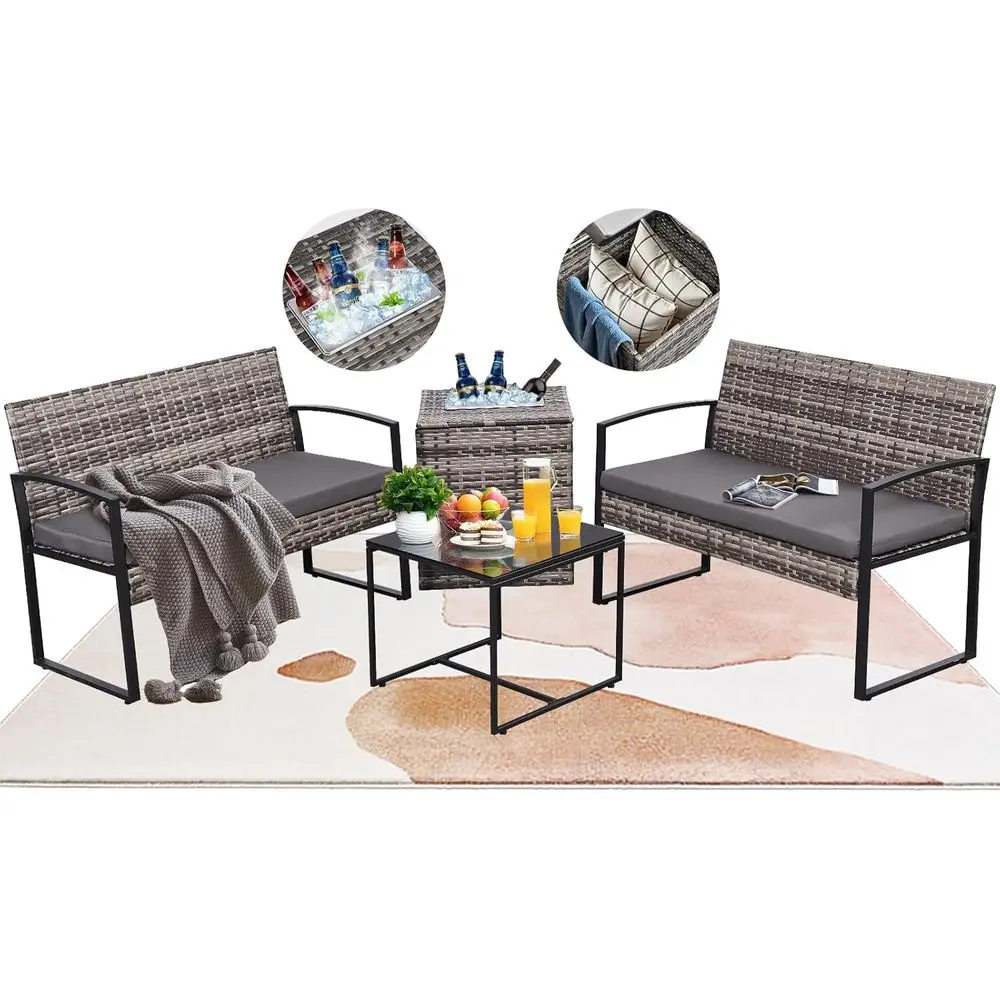 Outdoor Furniture Loveseat - 4-Piece Outdoor Patio Furniture Set with