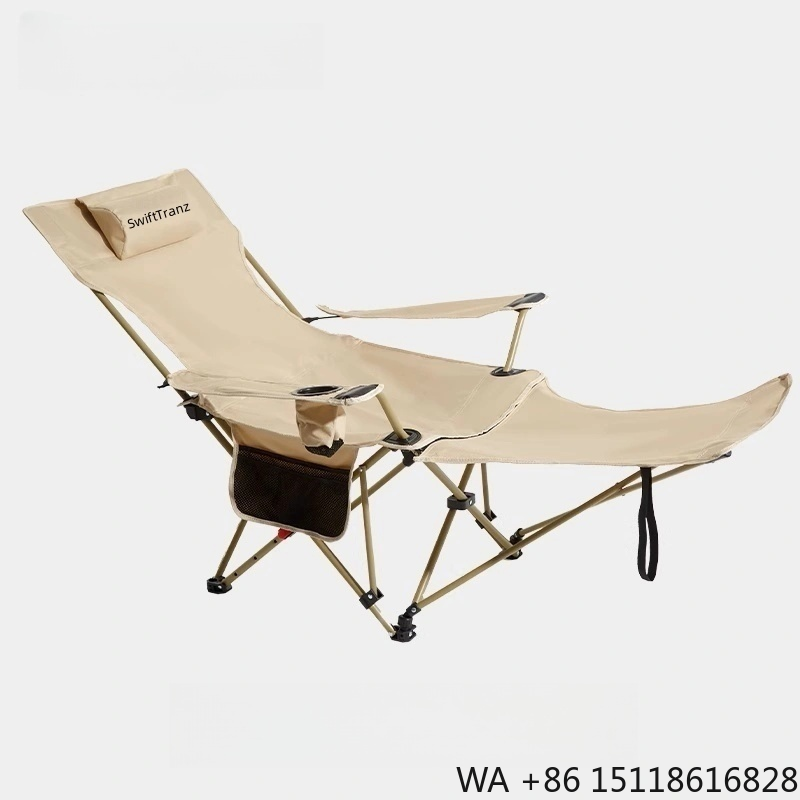 Outdoor Furniture Recliner Set - SwiftTranz Portable Steel Folding Camping Chair