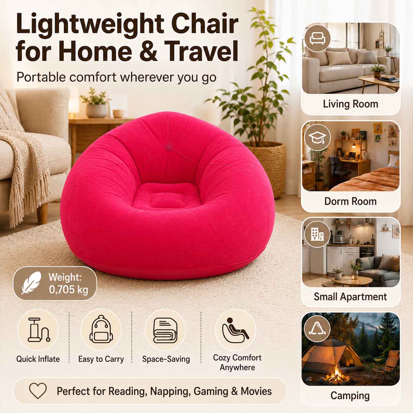 1PC Inflatable Bean Bag Chairs - Outdoor Furniture Lounge Set ulasan dan harga
