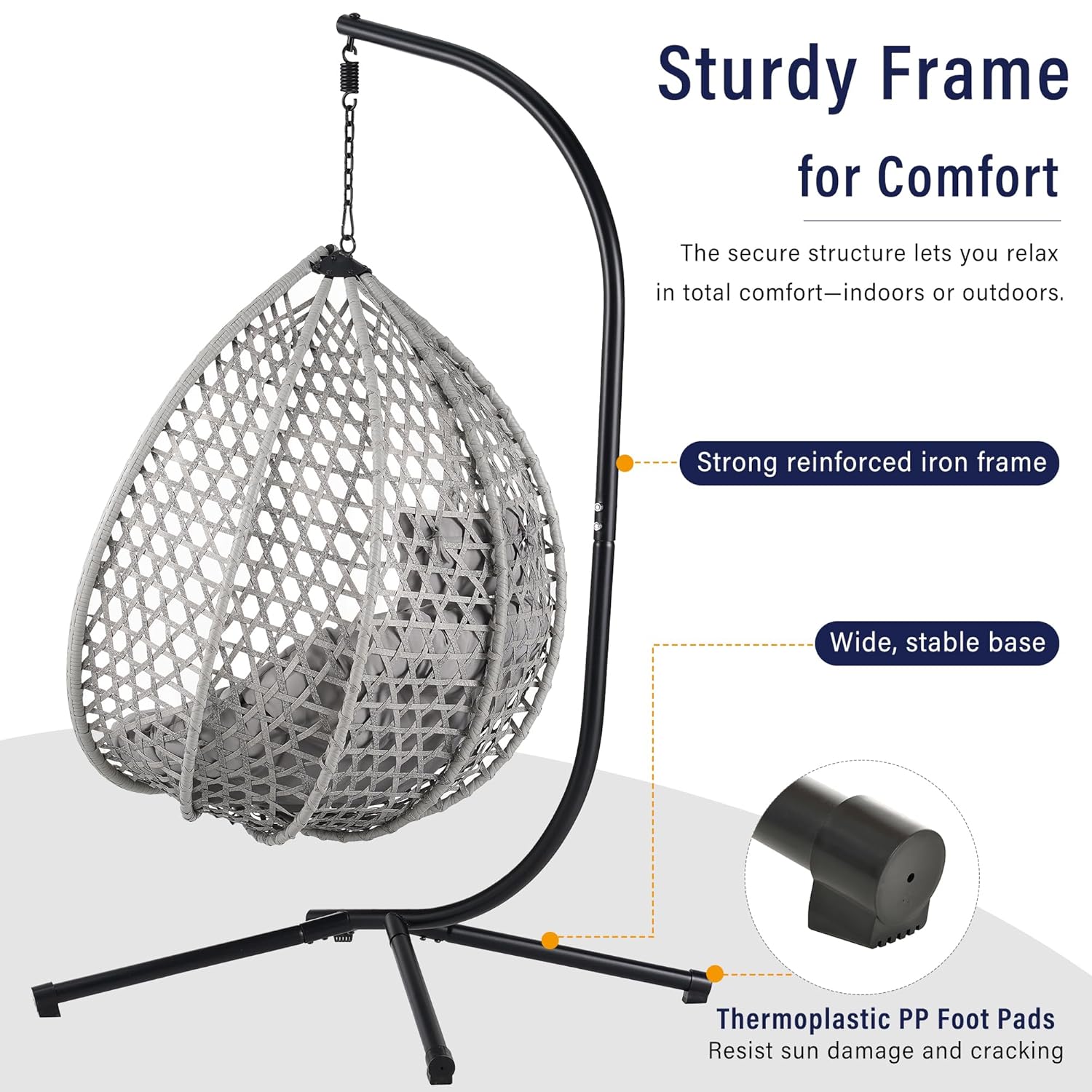 Foldable HDPE Rattan Hanging E - Hanging Egg Chair ulasan dan harga