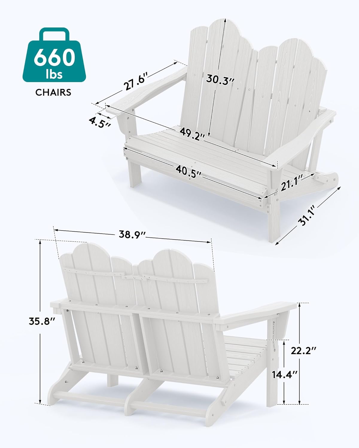 HDPE All-Weather Folding Adiro - Outdoor Furniture Loveseat ulasan dan harga