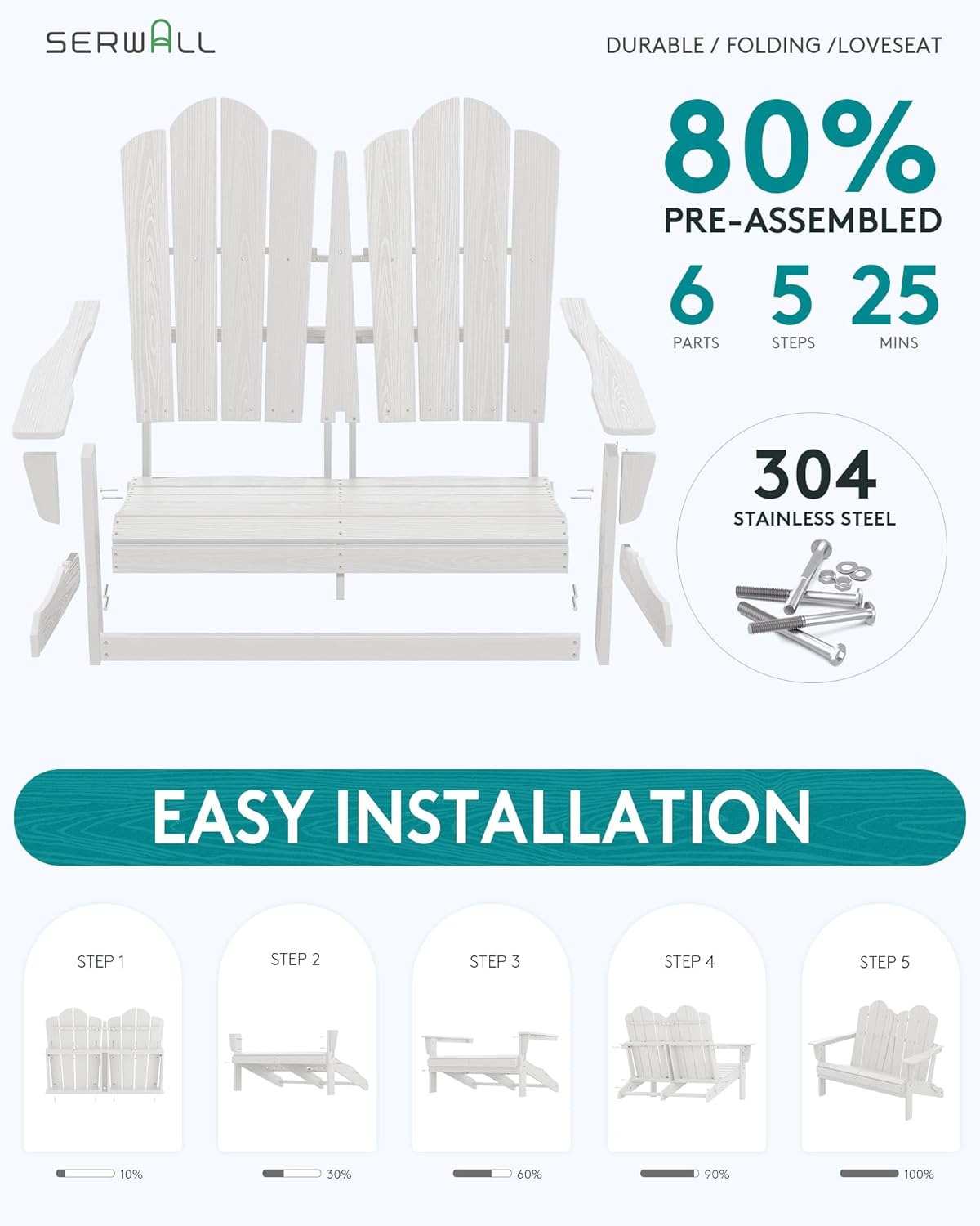HDPE All-Weather Folding Adiro - Outdoor Furniture Loveseat ulasan dan harga