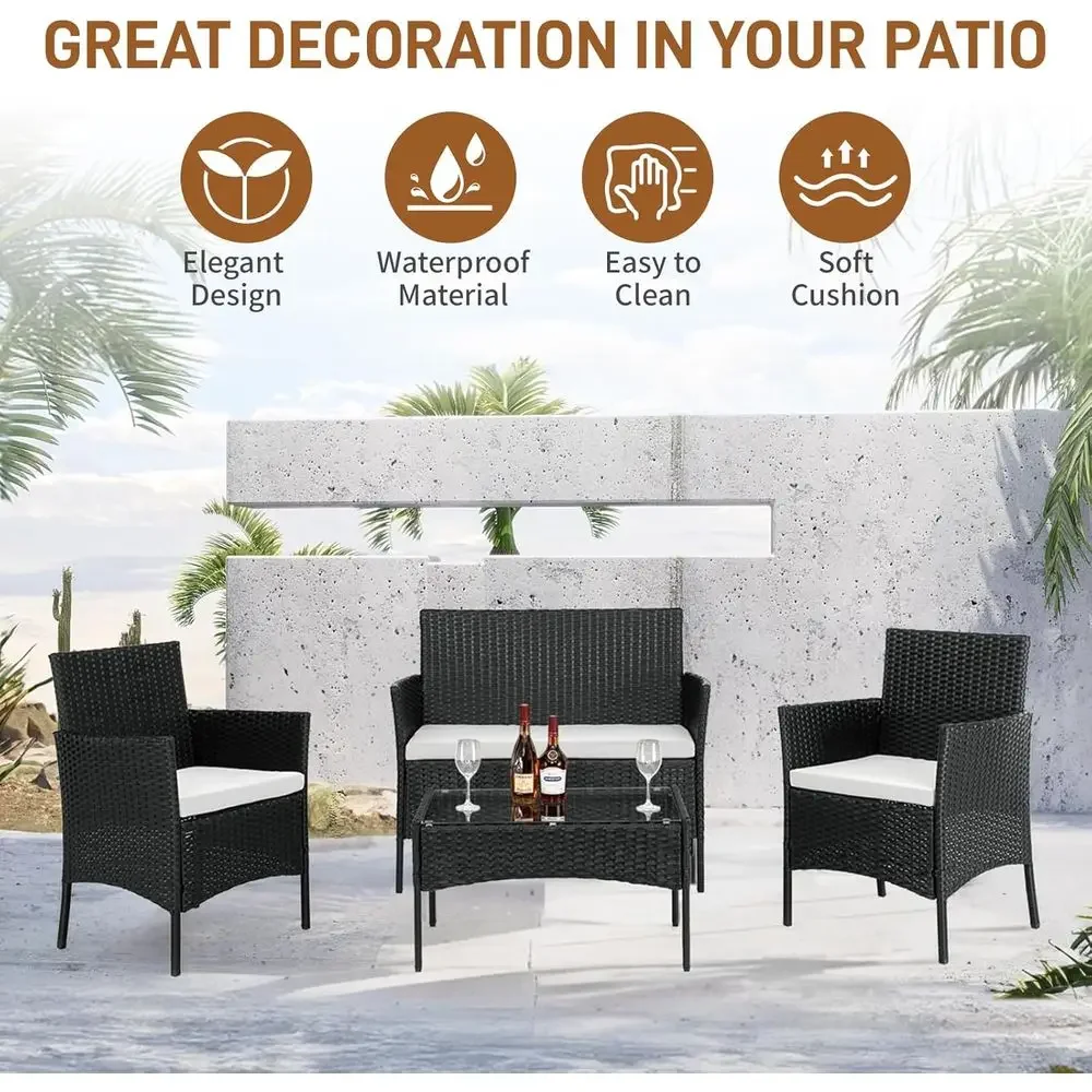 4-Piece Outdoor Patio Furnitur - Outdoor Furniture Loveseat ulasan dan harga