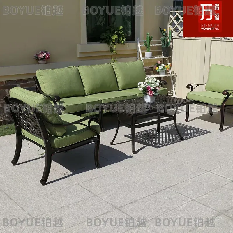 Outdoor Cast Aluminum Sofa Set - Outdoor Furniture Lounge Set ulasan dan harga