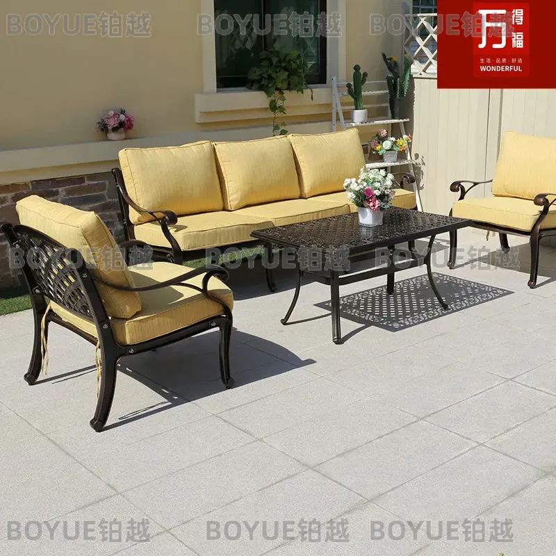 Outdoor Cast Aluminum Sofa Set - Outdoor Furniture Lounge Set ulasan dan harga