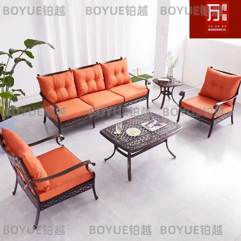 Outdoor Cast Aluminum Sofa Set - Outdoor Furniture Lounge Set ulasan dan harga