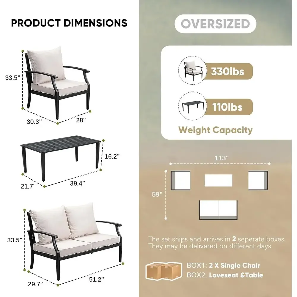 4-Piece Outdoor Patio Furnitur - Outdoor Furniture Loveseat ulasan dan harga
