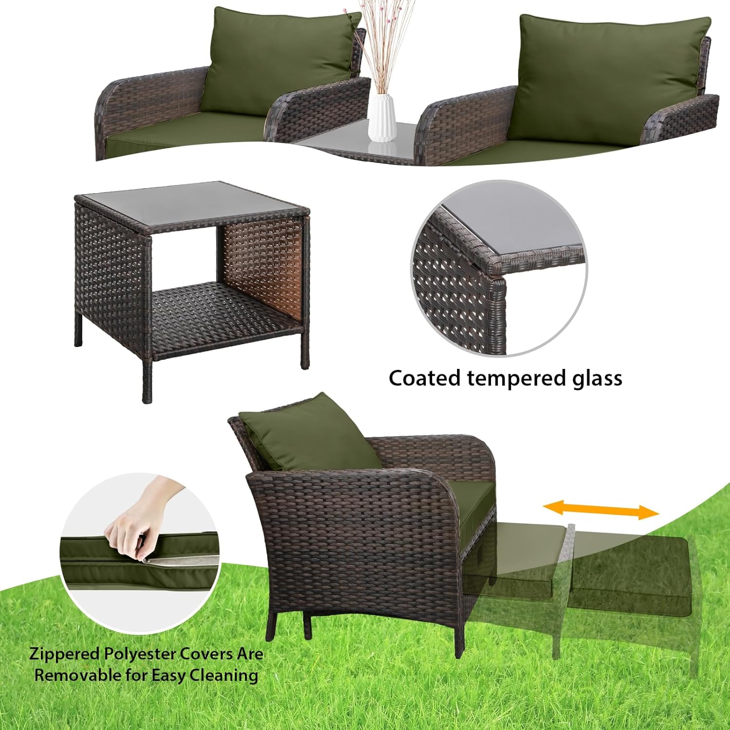 5 Piece PE Rattan Patio Set Ou - Outdoor Furniture Lounge Set ulasan dan harga