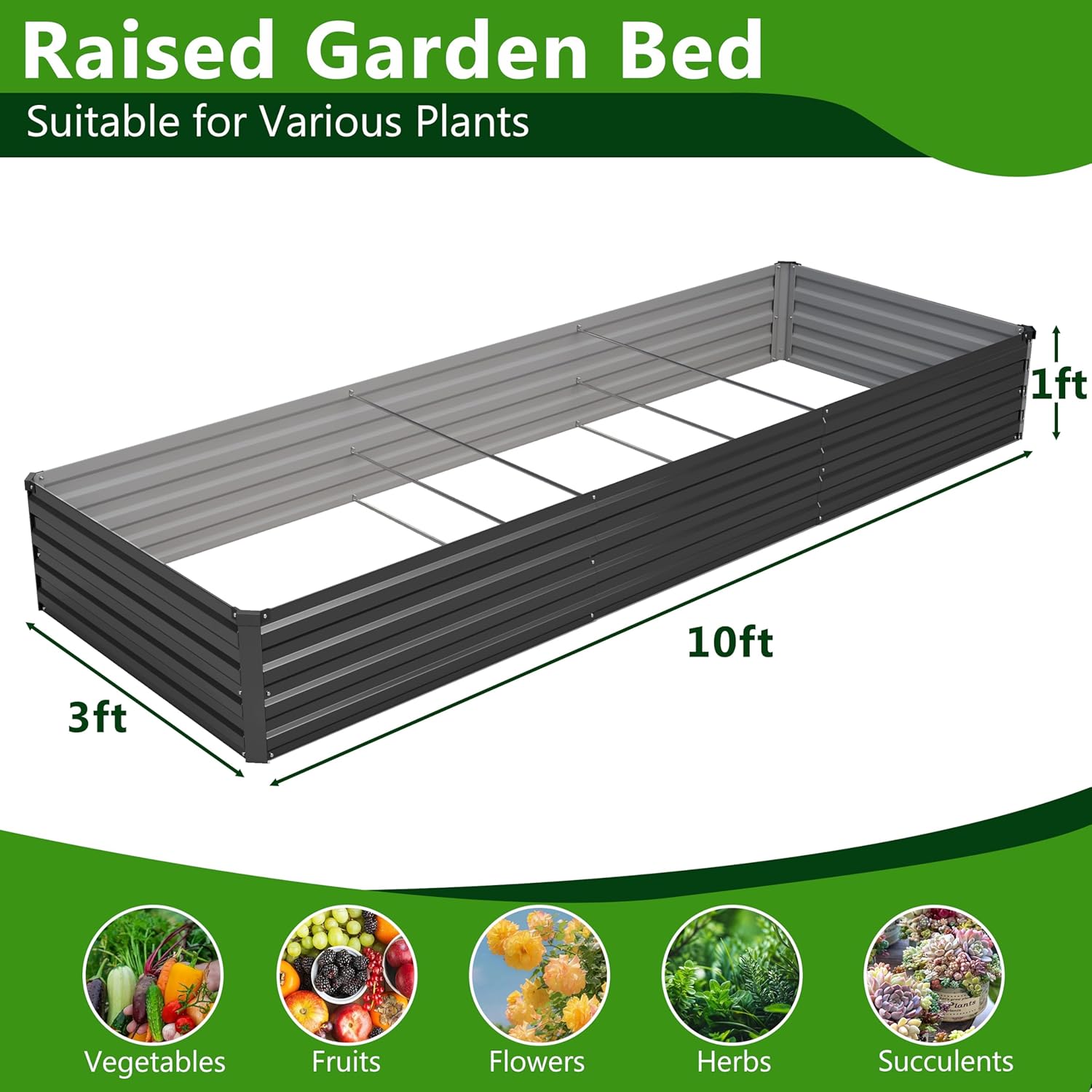 2PCS 10x3x1ft Galvanized Raise - Planter Raised Metal ulasan dan harga