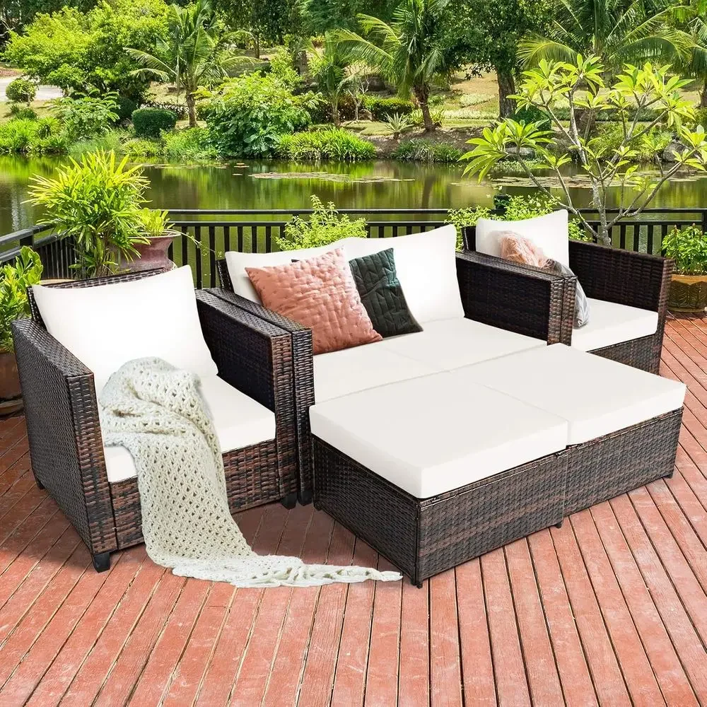 5-Piece Outdoor Wicker Patio F - Outdoor Furniture Loveseat ulasan dan harga