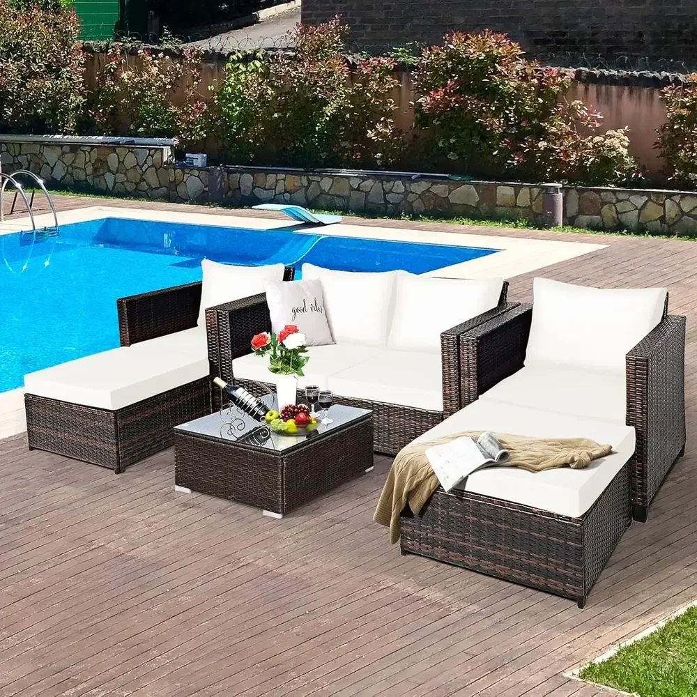 5-Piece Outdoor Wicker Patio F - Outdoor Furniture Loveseat ulasan dan harga