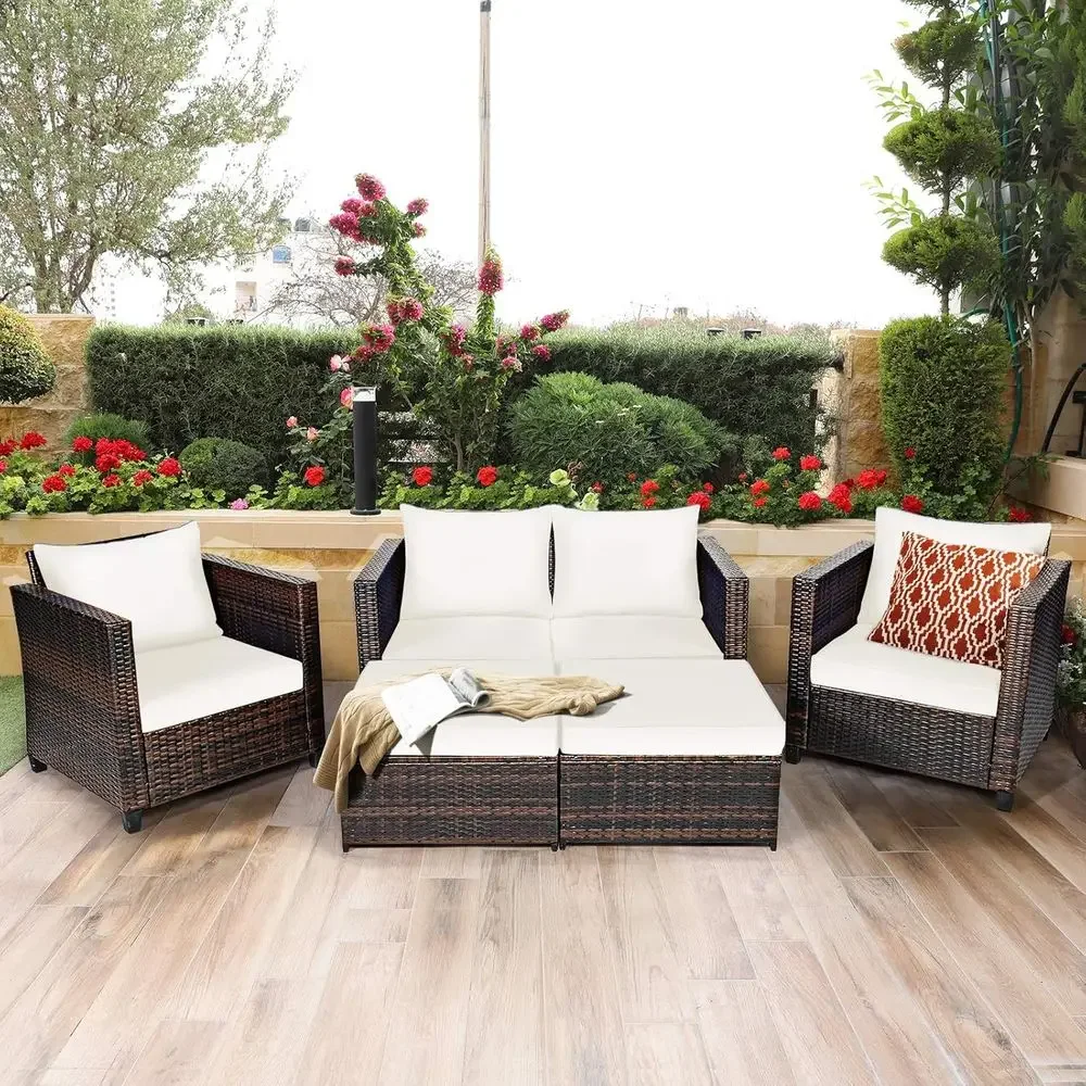 5-Piece Outdoor Wicker Patio F - Outdoor Furniture Loveseat ulasan dan harga