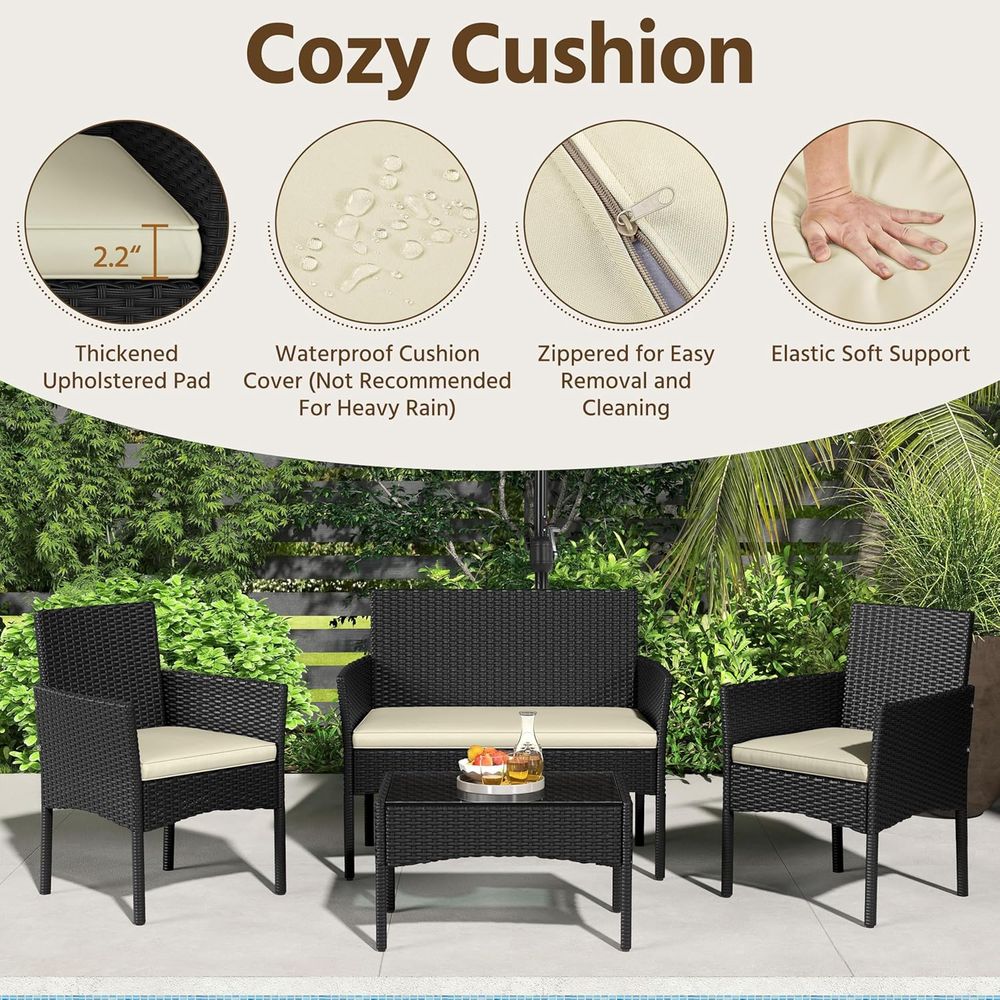 4-Piece Outdoor Patio Furnitur - Outdoor Furniture Loveseat ulasan dan harga