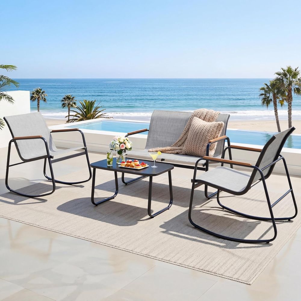 4-Piece Outdoor Patio Furnitur - Outdoor Furniture Loveseat ulasan dan harga