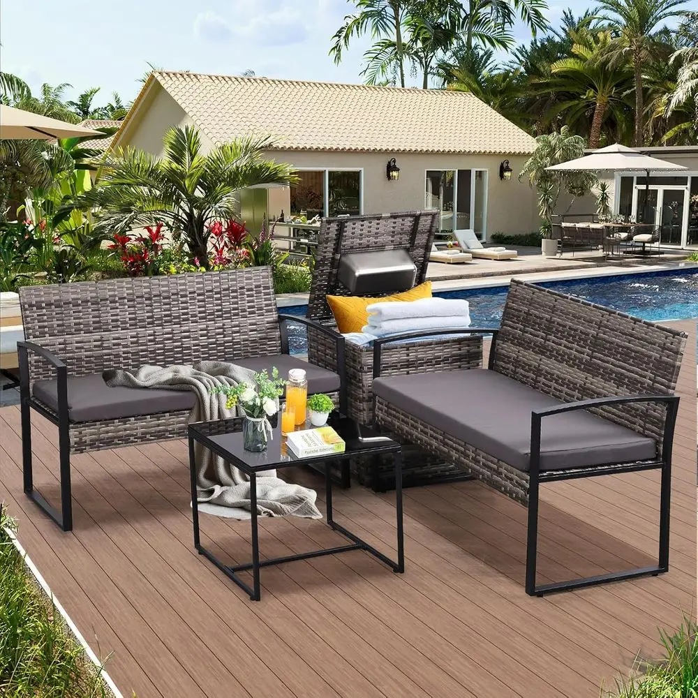 4-Piece Outdoor Patio Furnitur - Outdoor Furniture Loveseat ulasan dan harga
