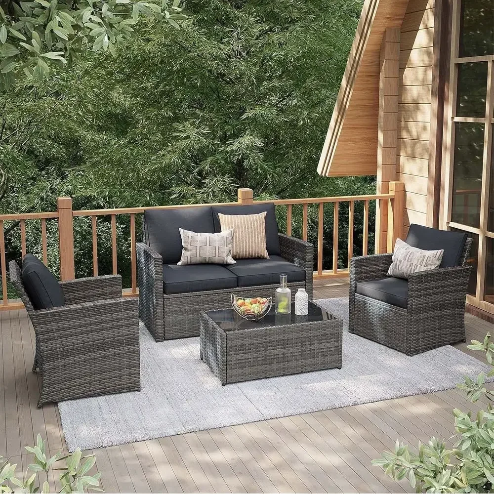 4-Piece Outdoor Patio Furnitur - Outdoor Furniture Loveseat ulasan dan harga