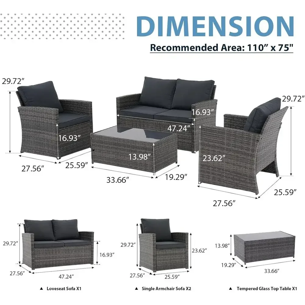 4-Piece Outdoor Patio Furnitur - Outdoor Furniture Loveseat ulasan dan harga