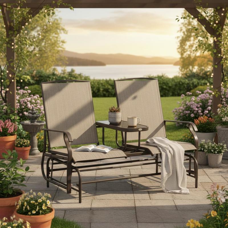 Patio Glider Rocking Chair 2 P - Outdoor Furniture Loveseat ulasan dan harga
