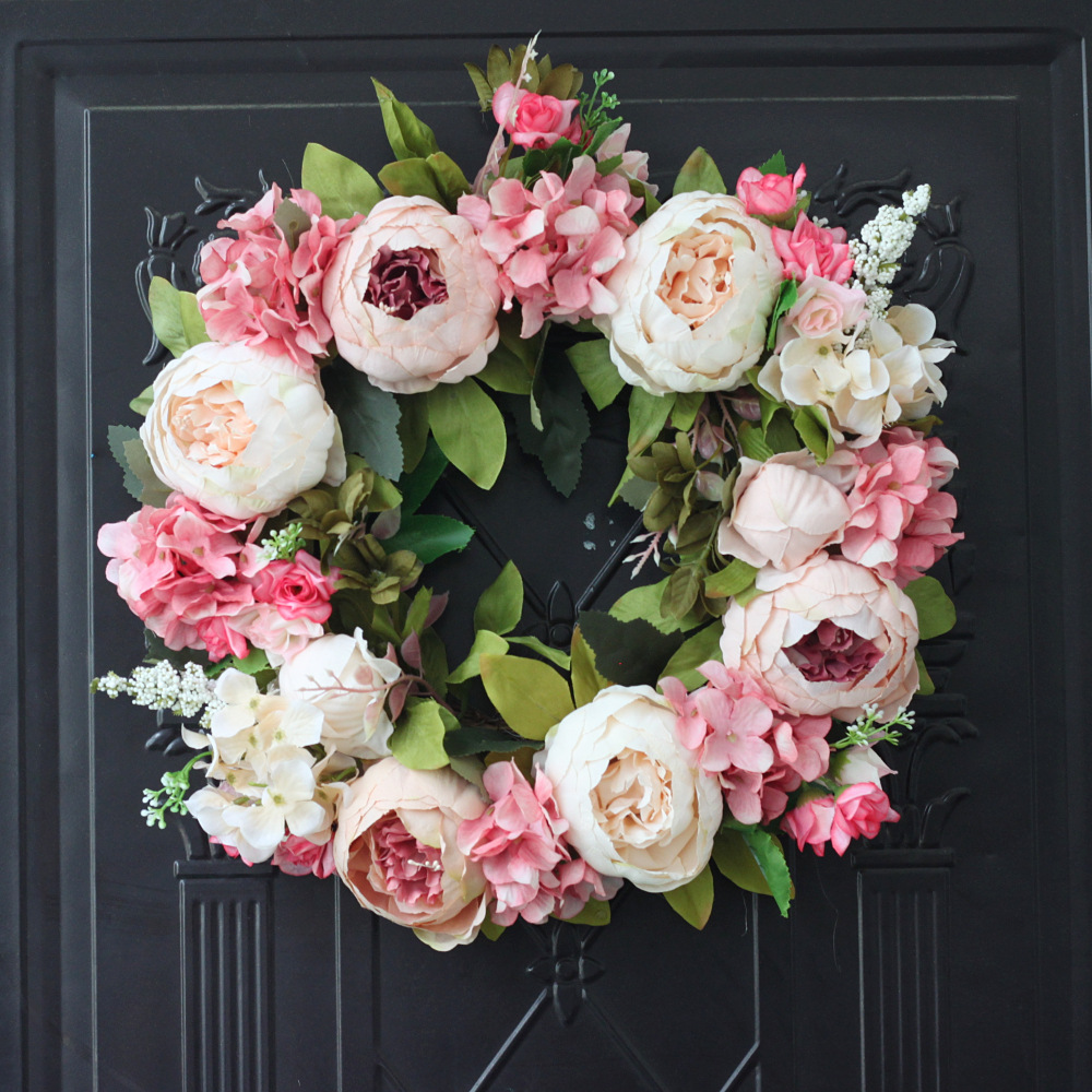 Artificial Peony Wreath Garlan - Outdoor Furniture Sale ulasan dan harga