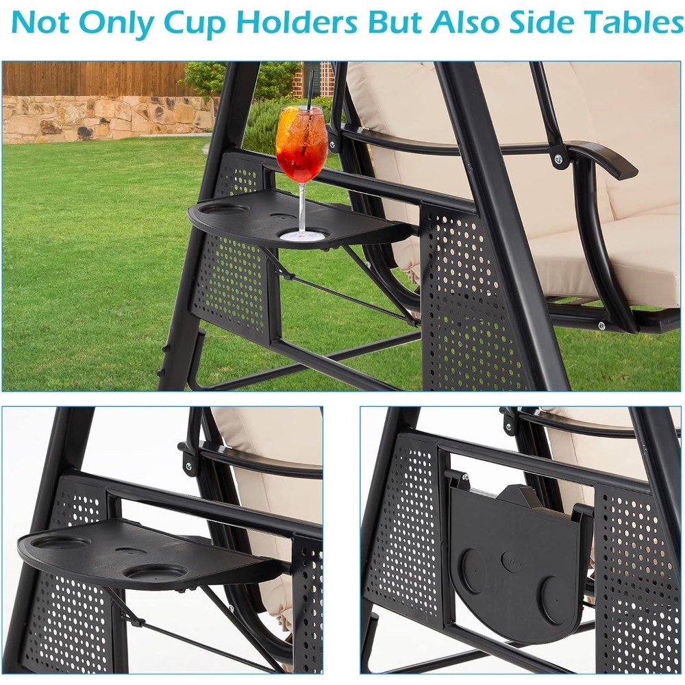 Outdoor Porch Swing, 3-Seat Po - Hanging Egg Chair ulasan dan harga
