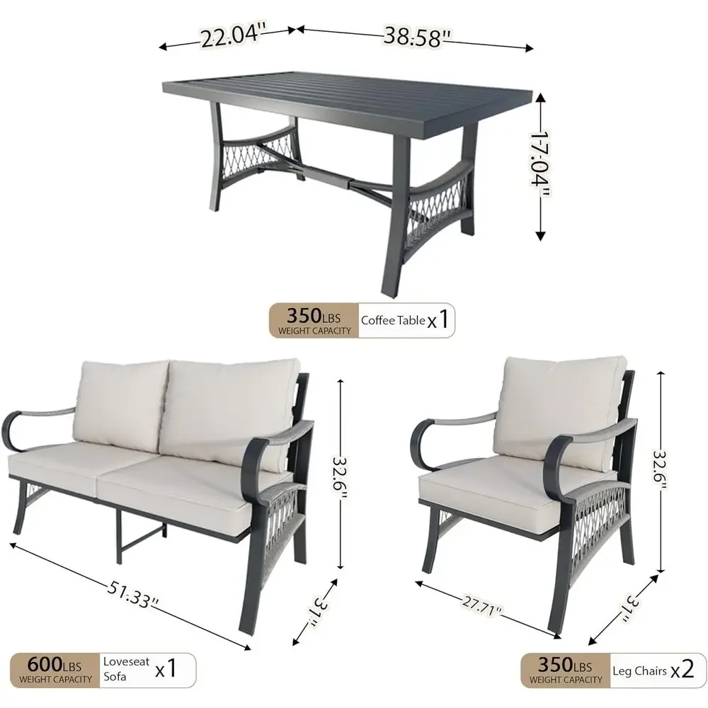 4-Piece Metal Outdoor Patio Fu - Outdoor Furniture Loveseat ulasan dan harga