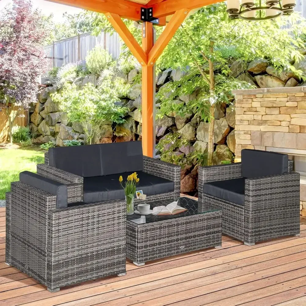 4-Piece Outdoor Wicker Section - Outdoor Furniture Loveseat ulasan dan harga