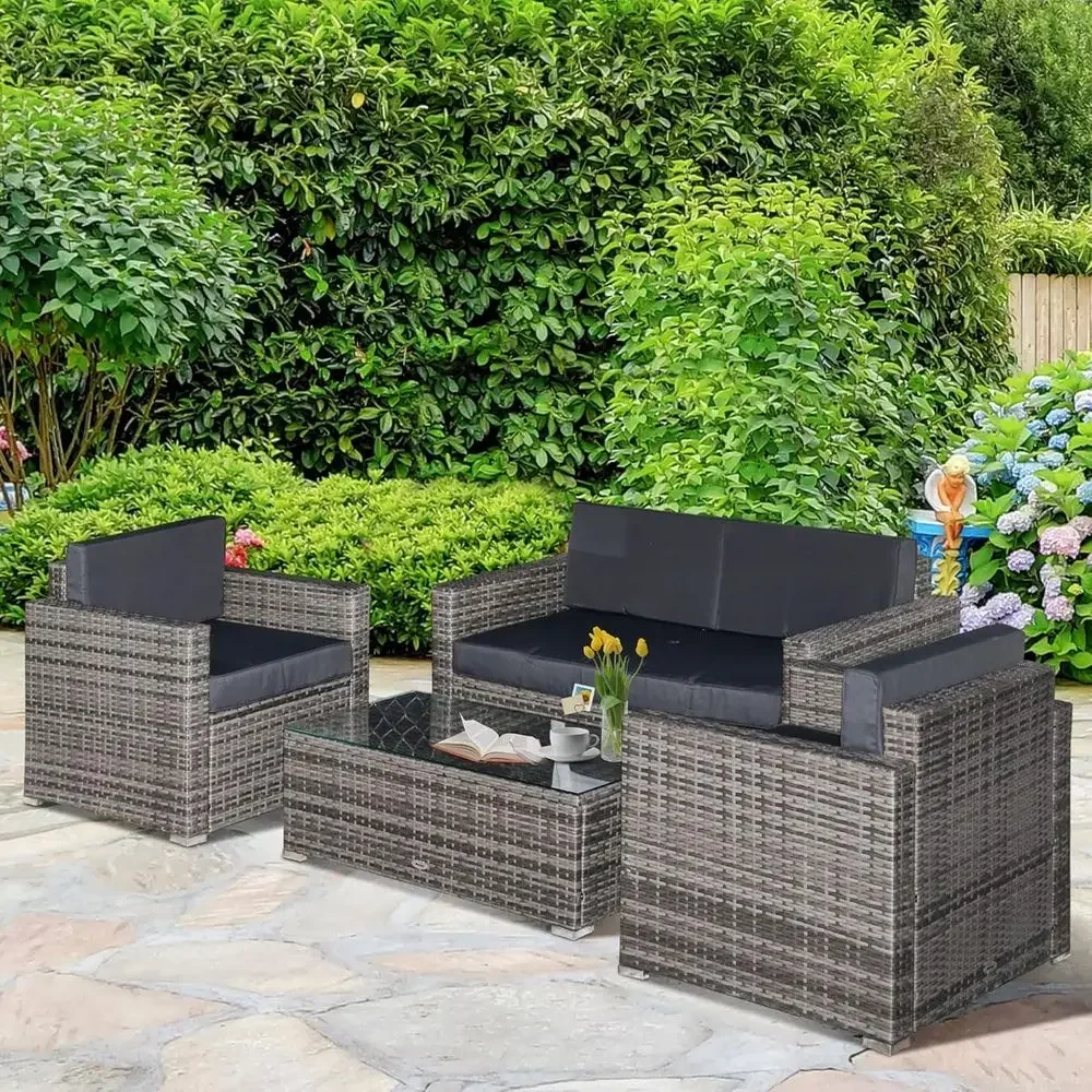 4-Piece Outdoor Wicker Section - Outdoor Furniture Loveseat ulasan dan harga