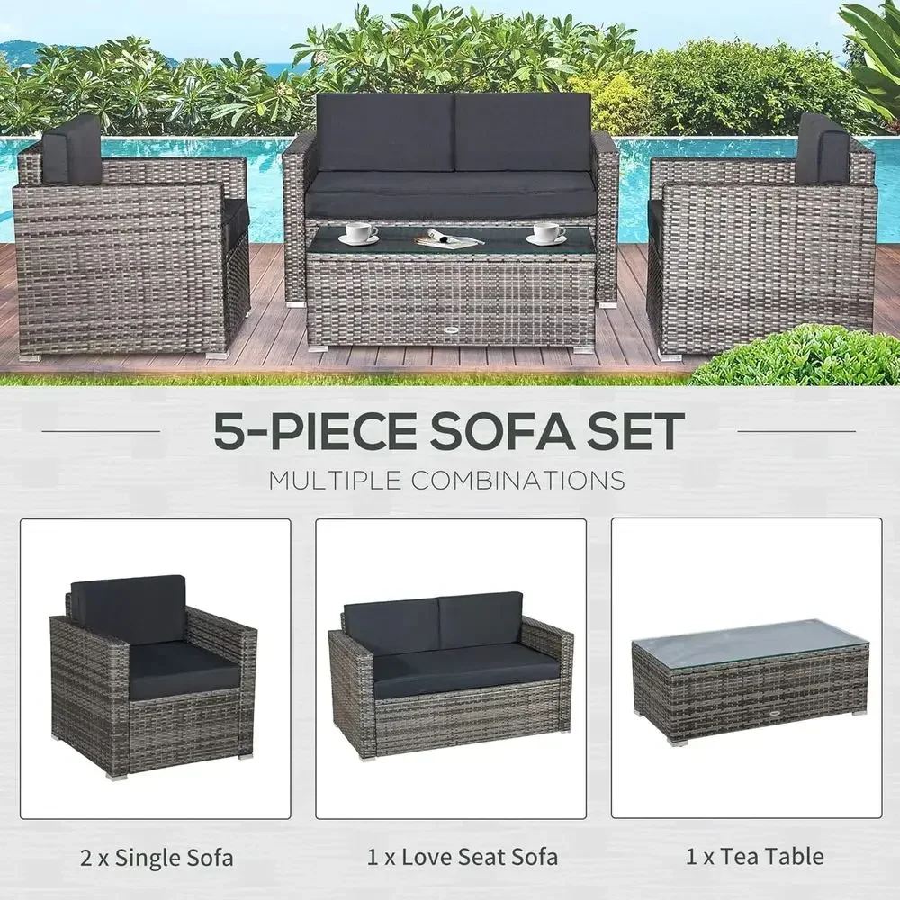 4-Piece Outdoor Wicker Section - Outdoor Furniture Loveseat ulasan dan harga
