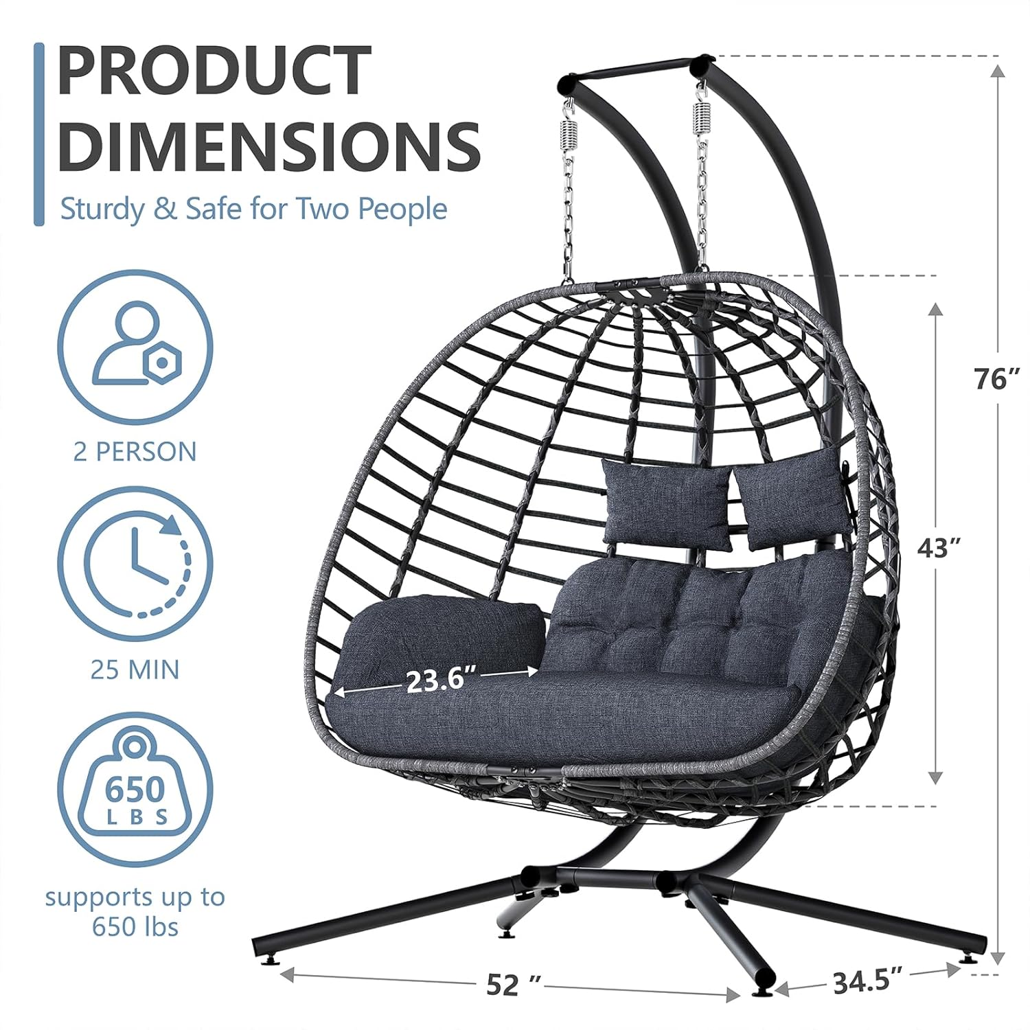 2 Person Egg Swing Chair with  - Hanging Egg Chair ulasan dan harga