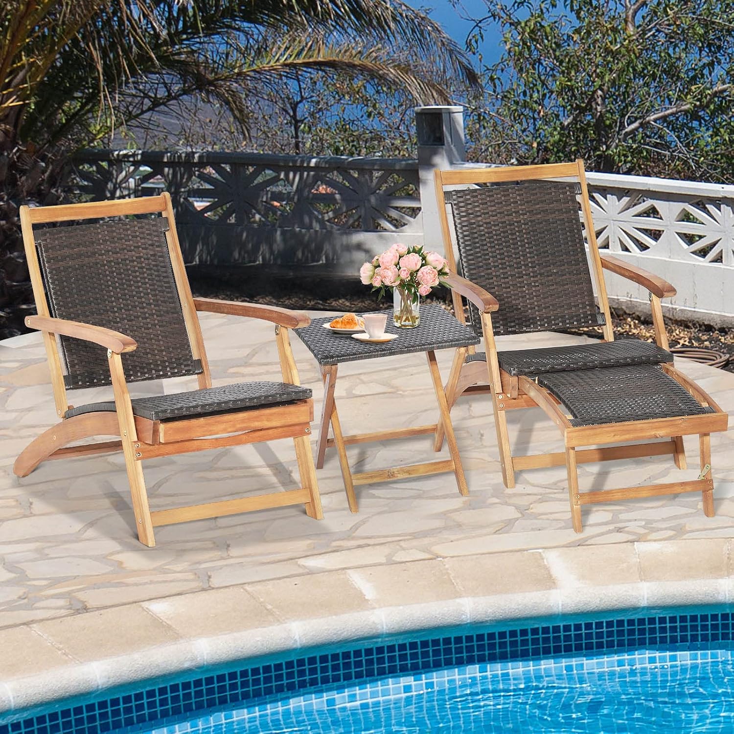 Foldable Outdoor Patio Lounge  - Outdoor Furniture Recliner Set ulasan dan harga