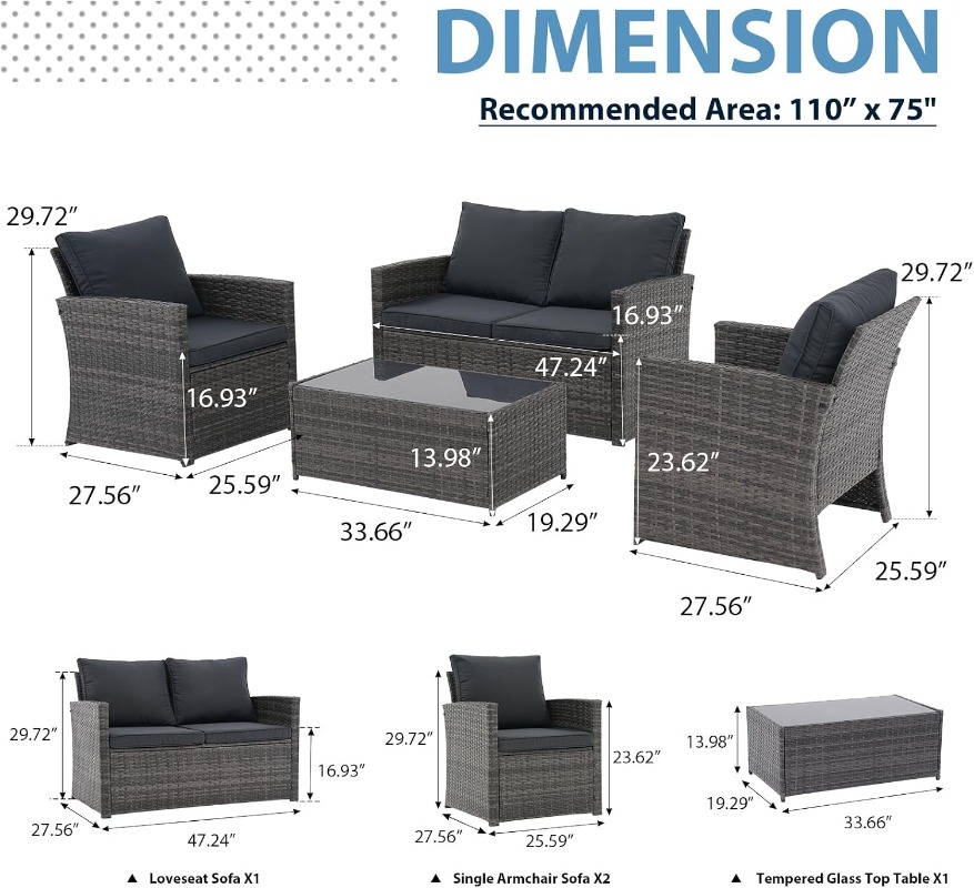 JOIVI Outdoor Patio Furniture  - Outdoor Furniture Loveseat ulasan dan harga