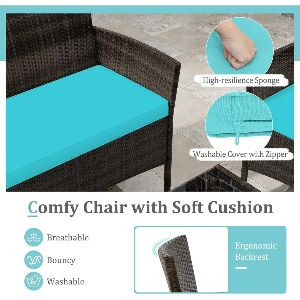 Turquoise 4-Piece Outdoor Pati - Outdoor Furniture Loveseat ulasan dan harga