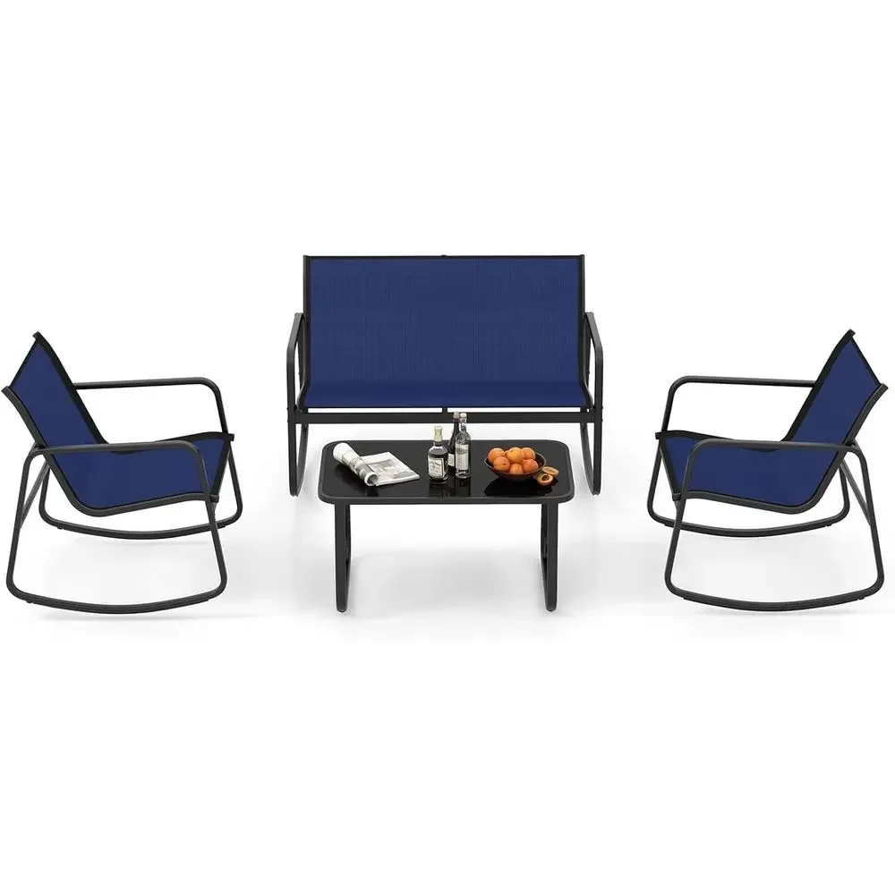 4-Piece Outdoor Patio Rocking  - Outdoor Furniture Loveseat ulasan dan harga