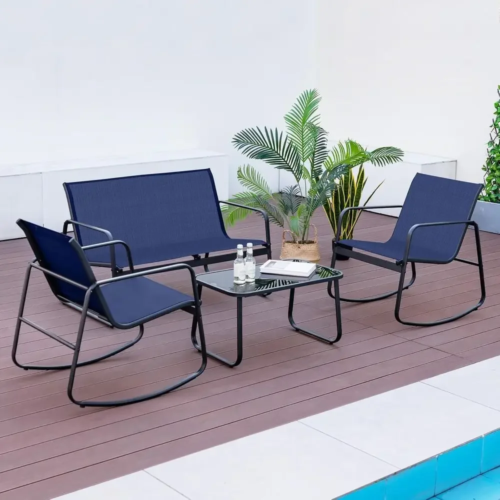 4-Piece Outdoor Patio Rocking  - Outdoor Furniture Loveseat ulasan dan harga