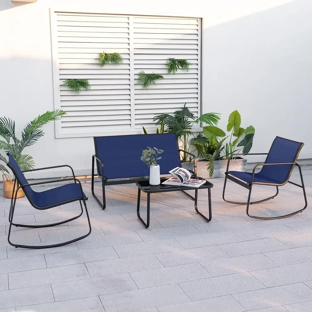 4-Piece Outdoor Patio Rocking  - Outdoor Furniture Loveseat ulasan dan harga